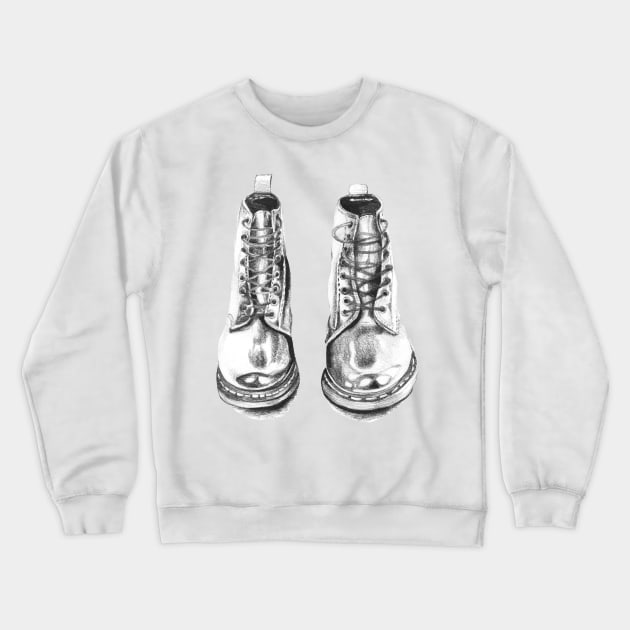 Doc Martens Pencil Drawing Crewneck Sweatshirt by ancapora